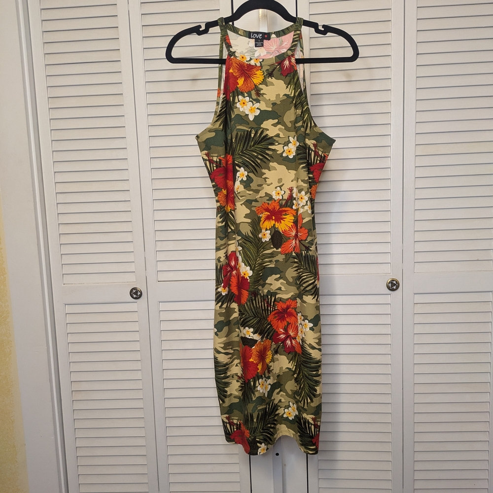 love, Fire Women's Tropical Floral Midi Dress